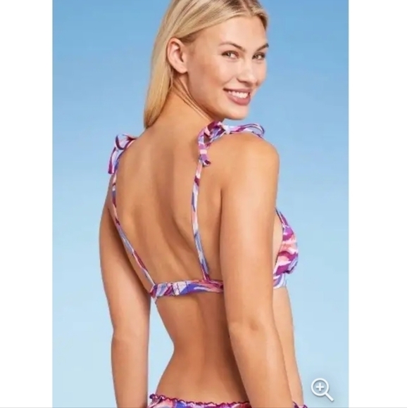 NWT shade and shore multi color wave bikini top size large - Picture 3 of 10